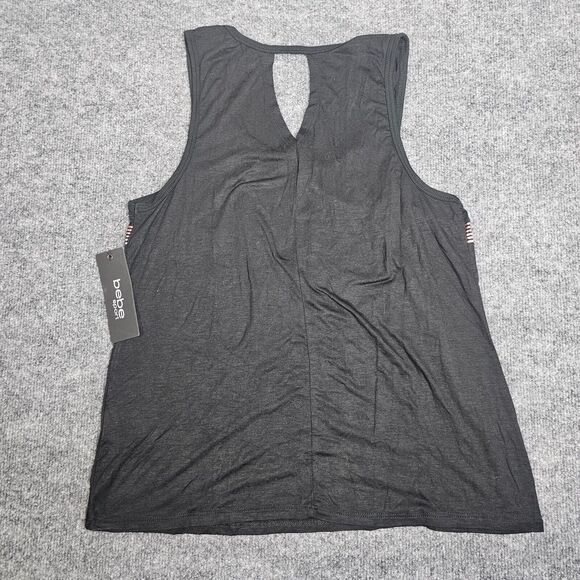 BEBE Tank Womens X-Large Black Metallic Foil Front Logo Super Soft Knit Top NWT - Picture 7 of 7